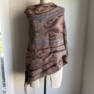 Paisley Fringe Scarf Shawl Wrap Boho Heritage Fall Accessory 71x20.5